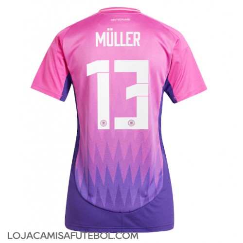 Camisa de Futebol Alemanha Thomas Muller #13 Equipamento Secundário Mulheres Europeu 2024 Manga Curta